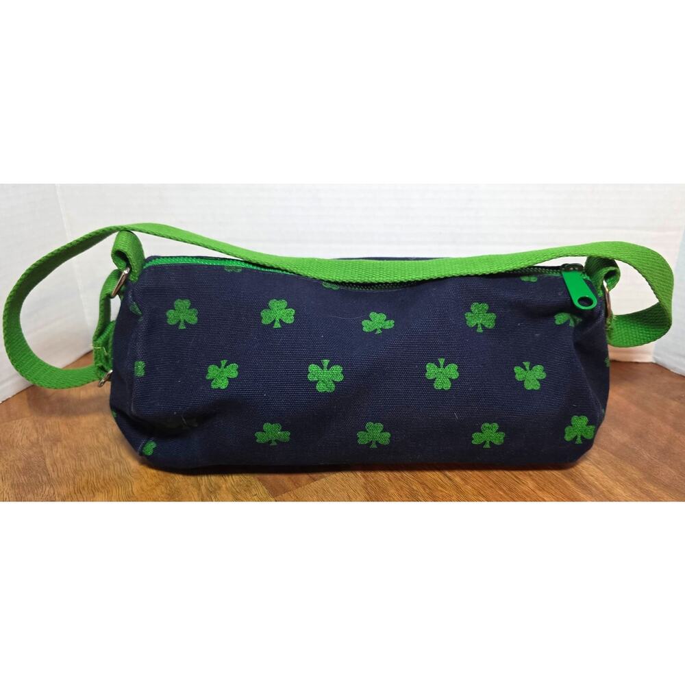 St. Patrick's Day Shamrock Purse Navy Green Clover Shoulder Crossbody 12"